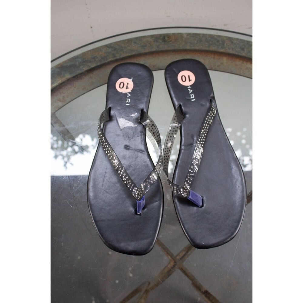 Tahari Womens Kamryn Black Summer Flip-Flops Shoes US size 10